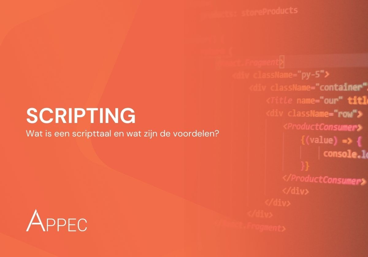 Het woord 'scripting' met op de achtergrond een stukje JavaScript-code