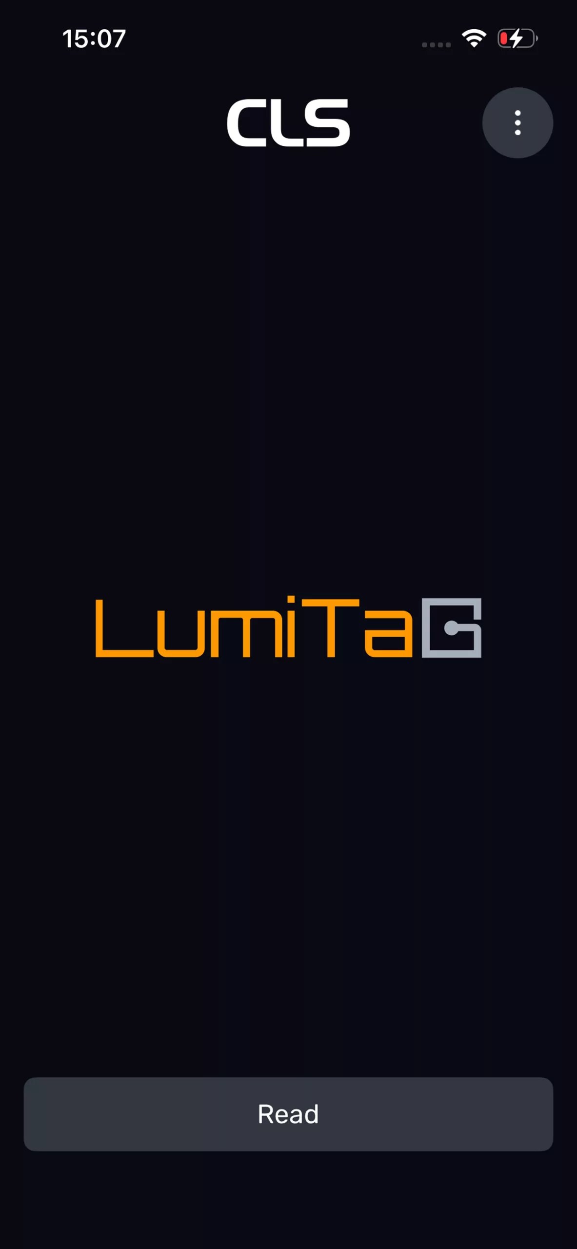 LumiTaG landing screen op iPhone