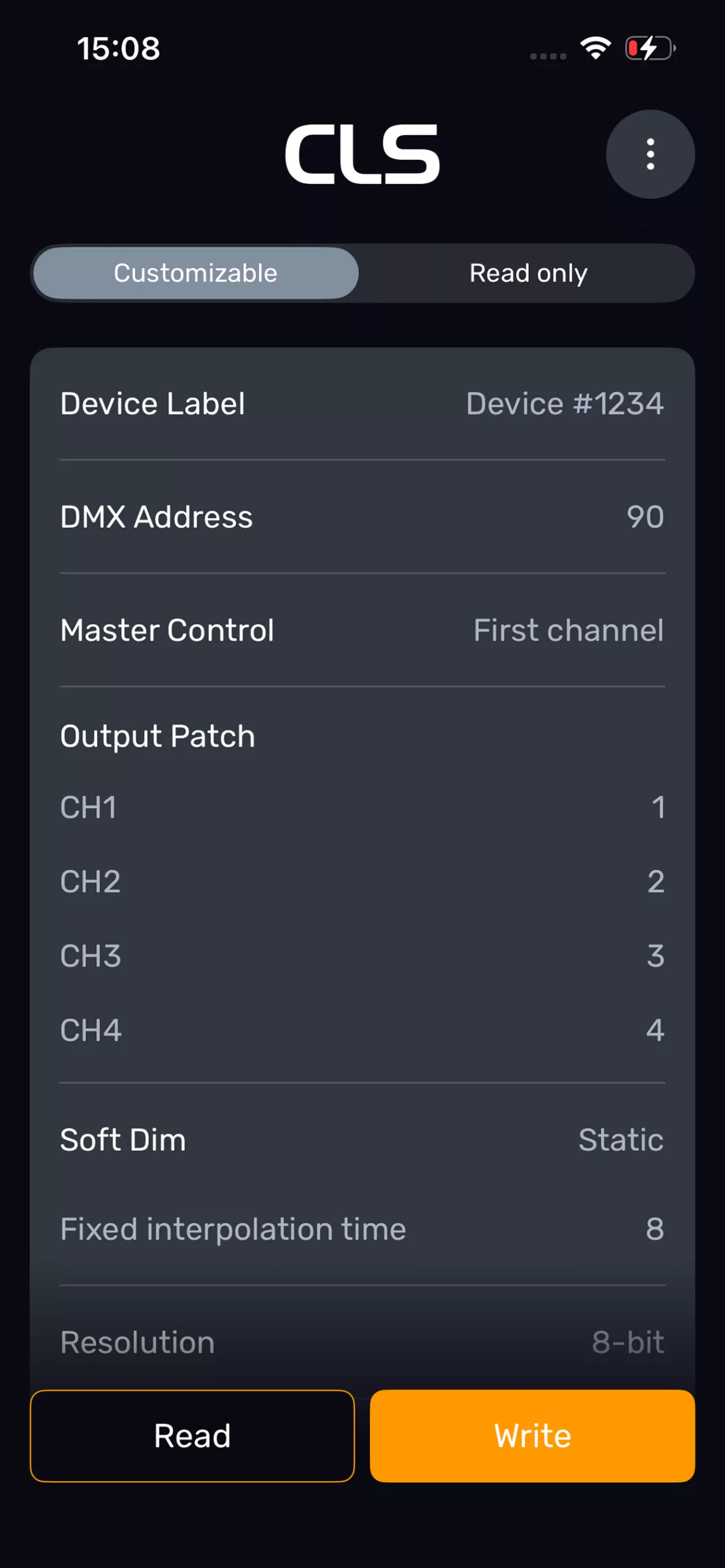 LumiTaG configuratie-parameters op iPhone