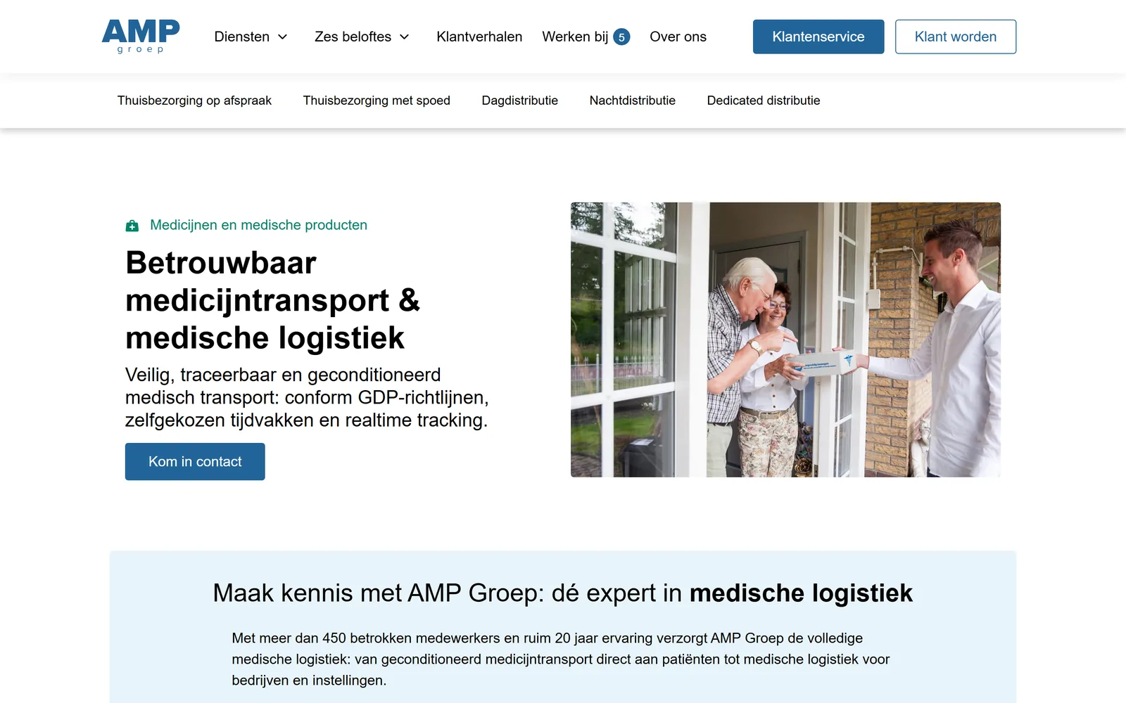 Dienstpagina Medicijnen en medische producten met submenu en introductie