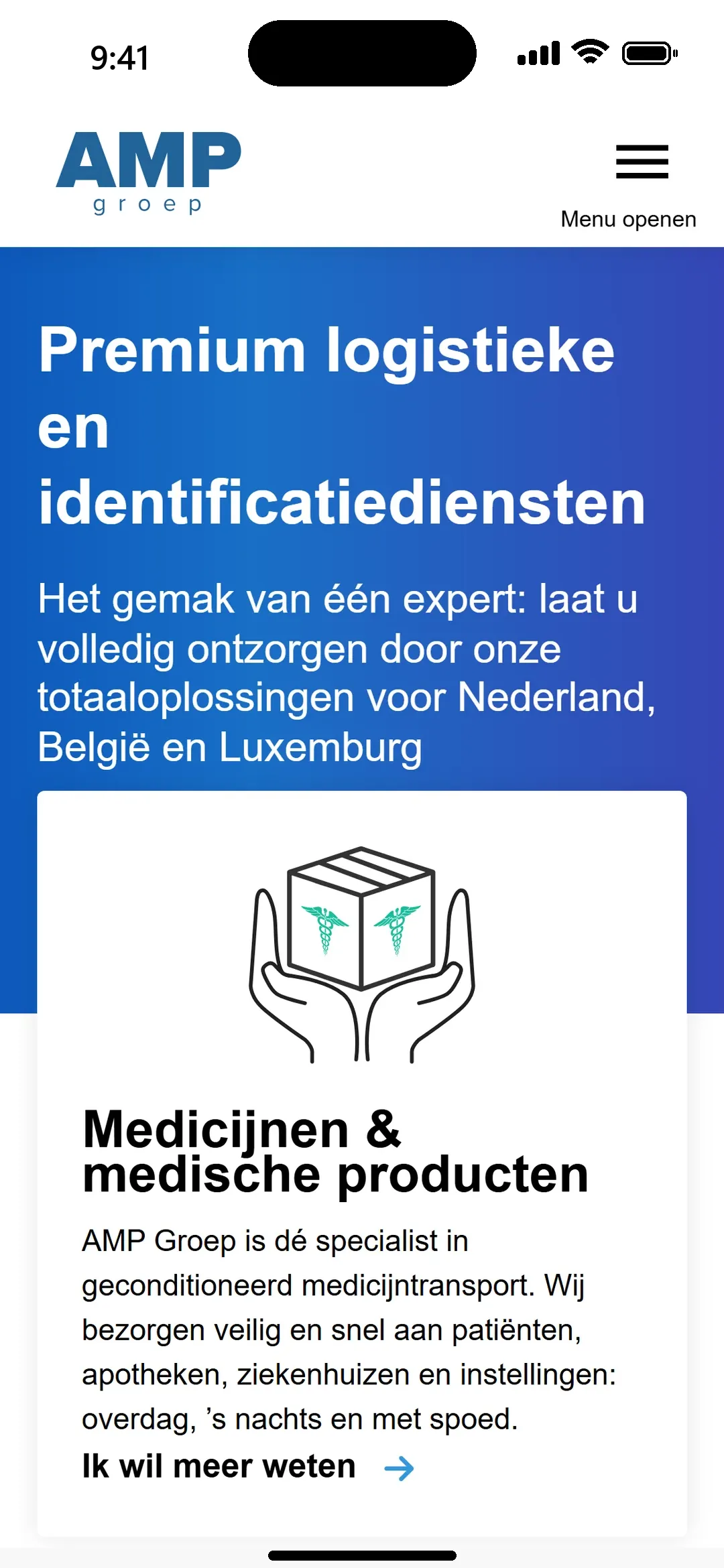 Mobiele homepage van AMP Groep