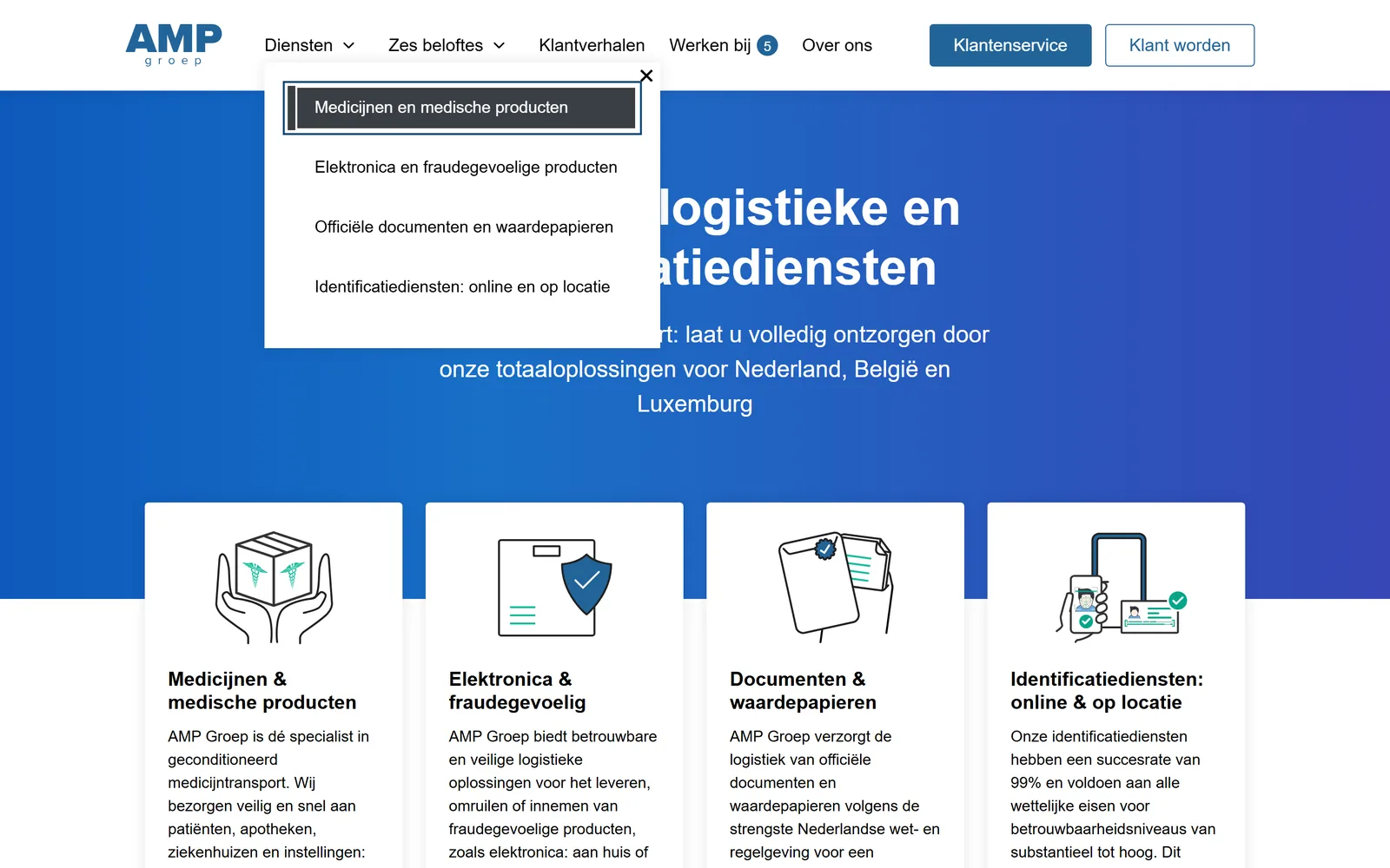 Het dienstenmenu, met het toetsenbord geopend, met een zichtbare focusrand om het eerste item