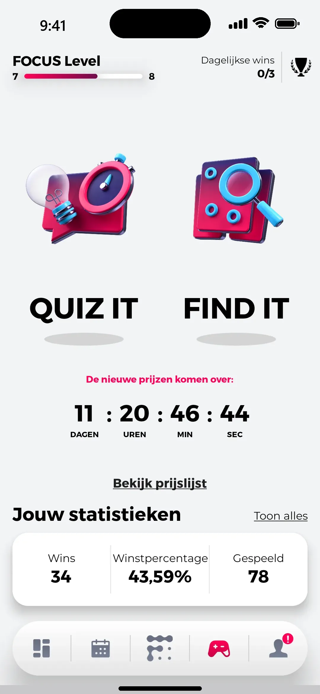 Games: Quiz it en Find it met prijzen en eigen statistieken