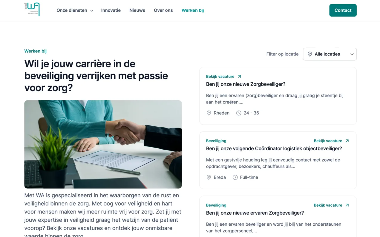 Vacatureoverzicht met filter op locatie