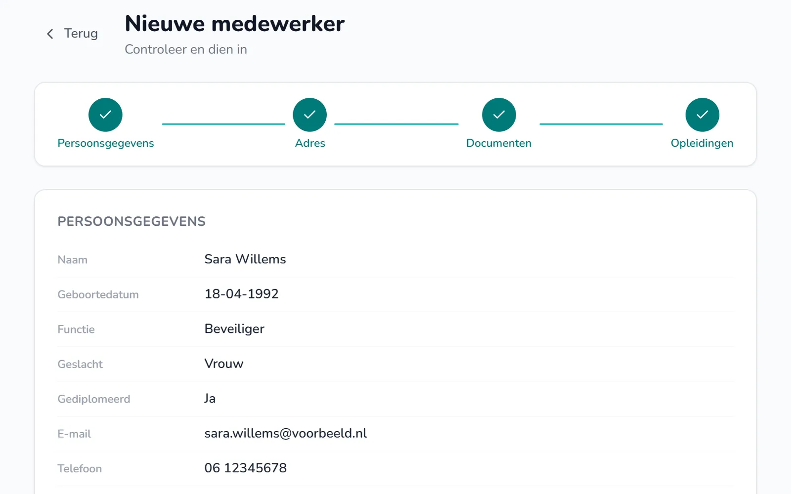 Controlestap voor het indienen ter beoordeling