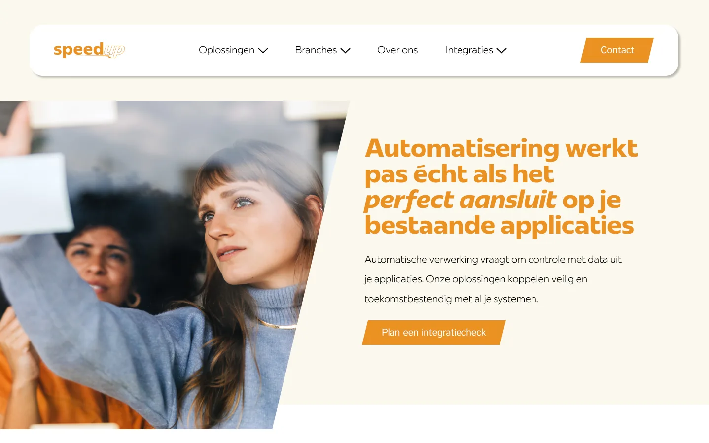 Integratiepagina met de pakketten waar SpeedUp aan koppelt