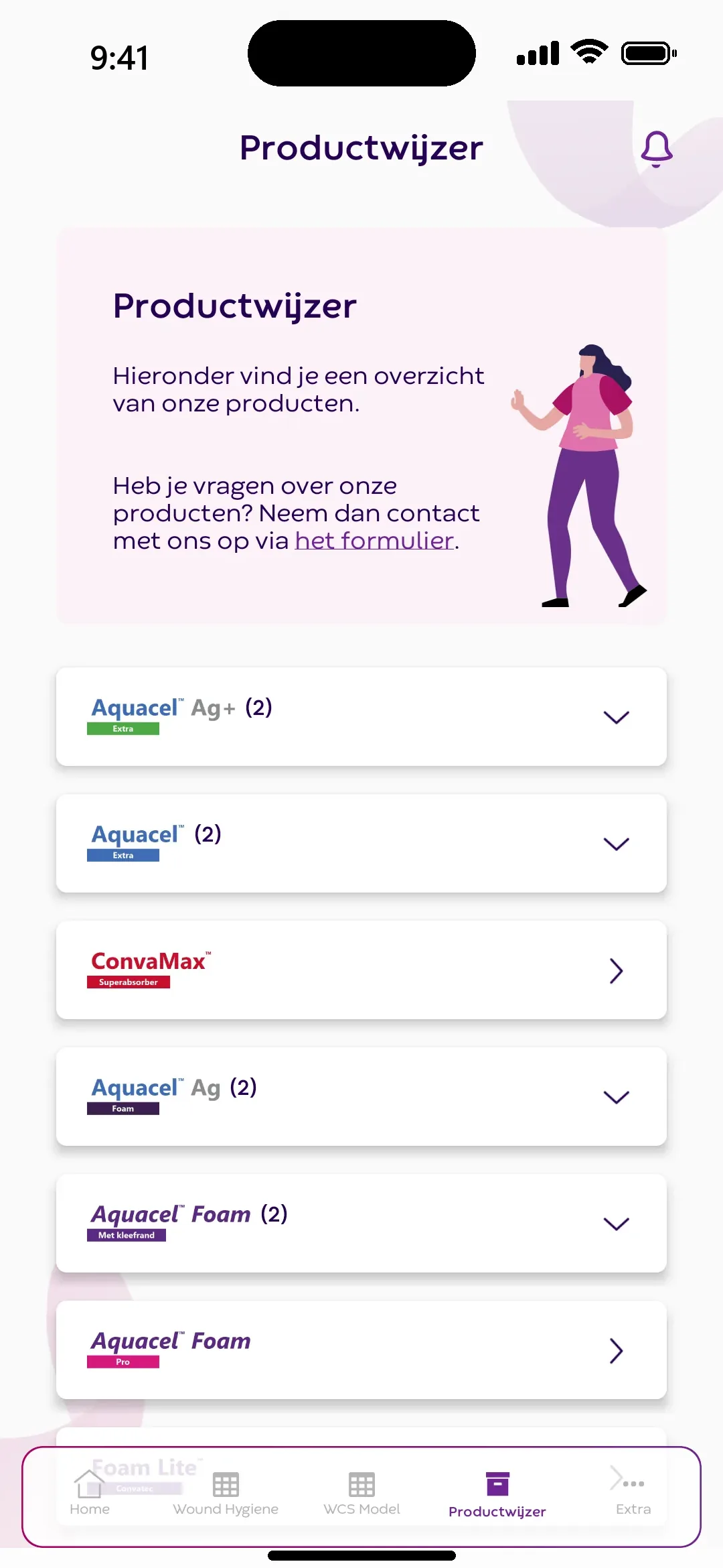 Productwijzer met de AQUACEL-, ConvaMax- en Foam-producten