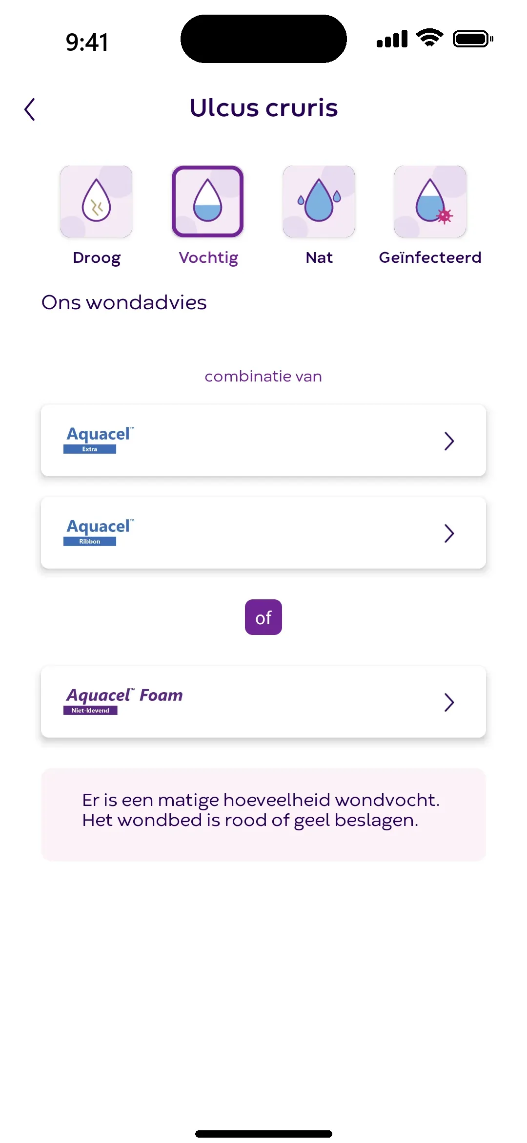 Productadvies bij een vochtige wond