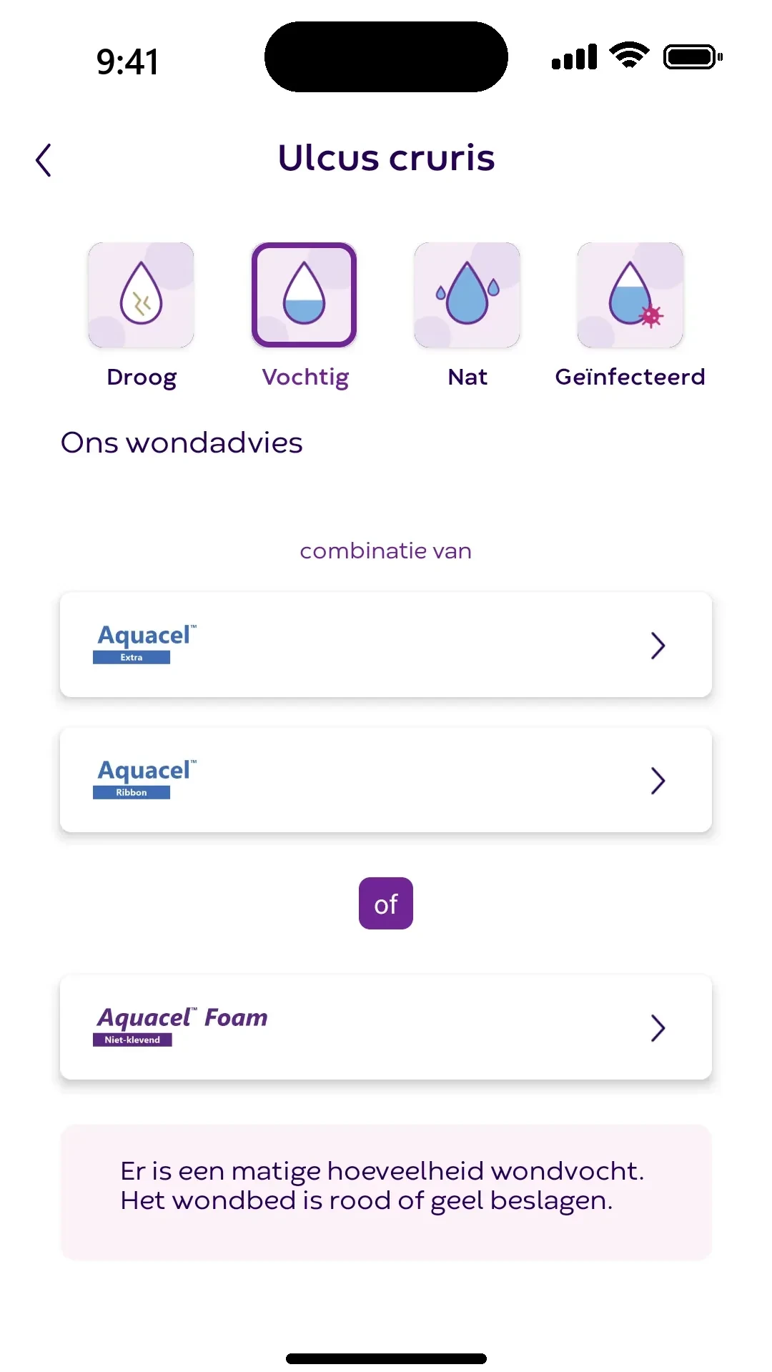 Productadvies bij een vochtige wond